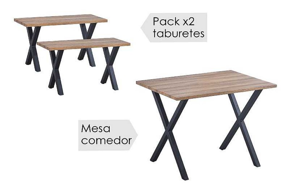 Salones Tus cosas de casa | Conjunto Mesa + 2 Taburetes Videl