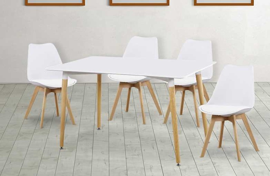 Salones Tus cosas de casa | Conjunto Mesa Dinamarca 100 + 4 Sillas Fina