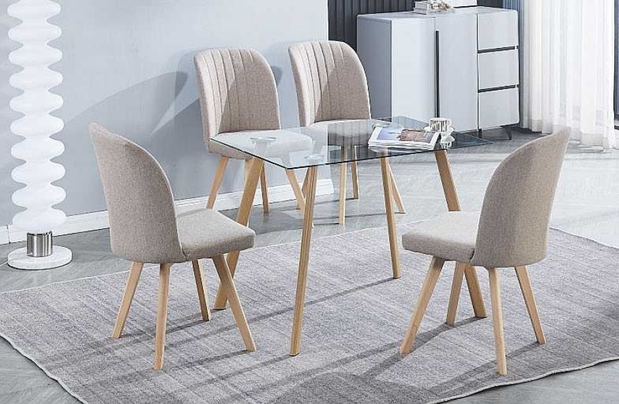 Salones Tus cosas de casa | Conjunto Mesa Acnes + 4 Sillas Lane