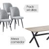 Salones Tus cosas de casa | Conjunto Mesa Royce W + 4 Sillas Rory