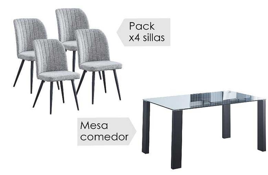 Salones Tus cosas de casa | Conjunto Mesa Alice + Sillas Rory