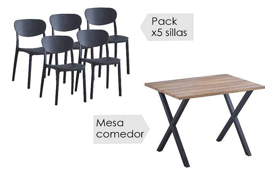 Salones Tus cosas de casa | Conjunto Mesa + 5 Sillas Videl